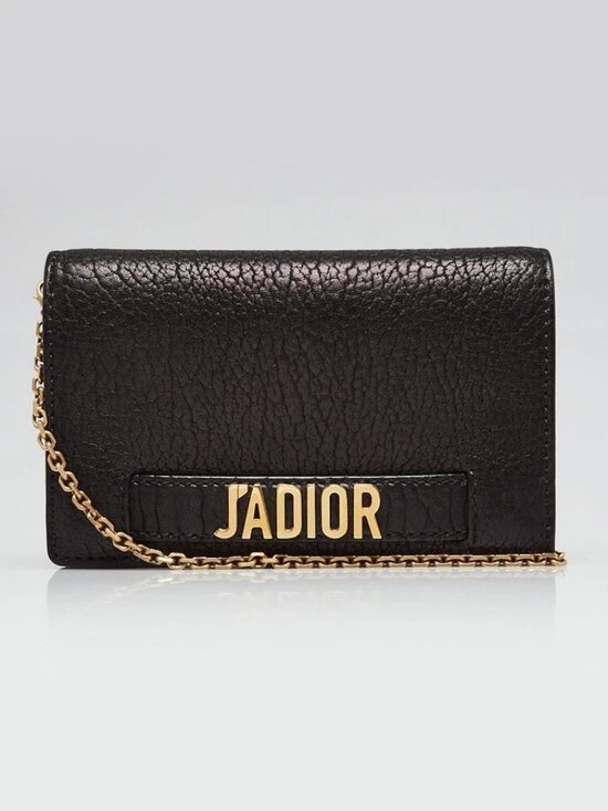 Dior Handbags - Christian Dior Black Pebbled Calfskin Leather J'ADIOR Wallet on Chain Clutch Bag